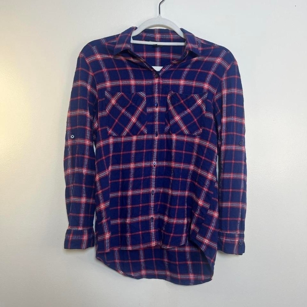 Womens Express red and blue plaid button-up‎ shirt - Size XS-
